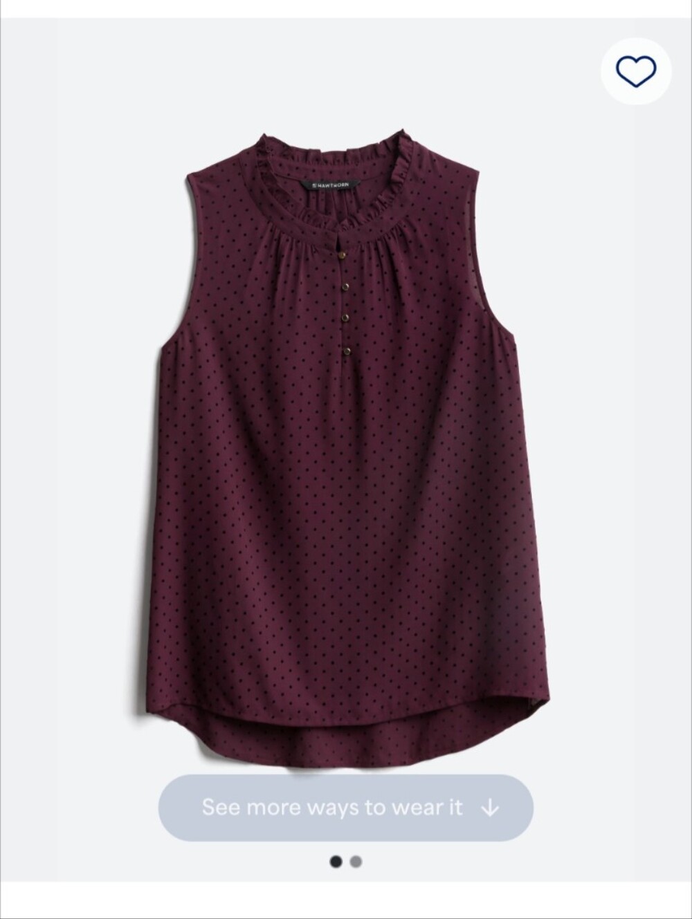41 Hawthorn Burgundy Polka Dot Sleeveless Top